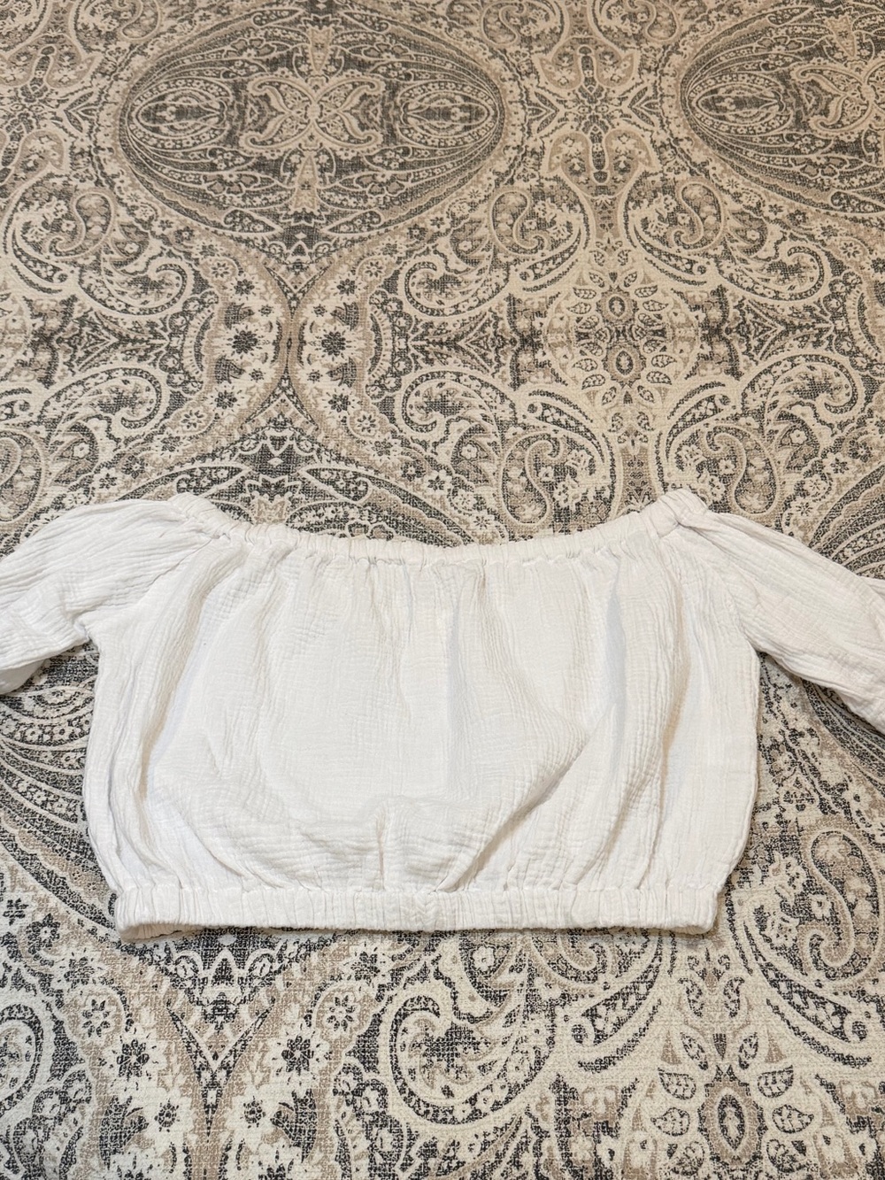Joie Cream Off-Shoulder Cropped Peasant Top
